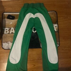 Kids Green Athletic Track Pants with White Accent
